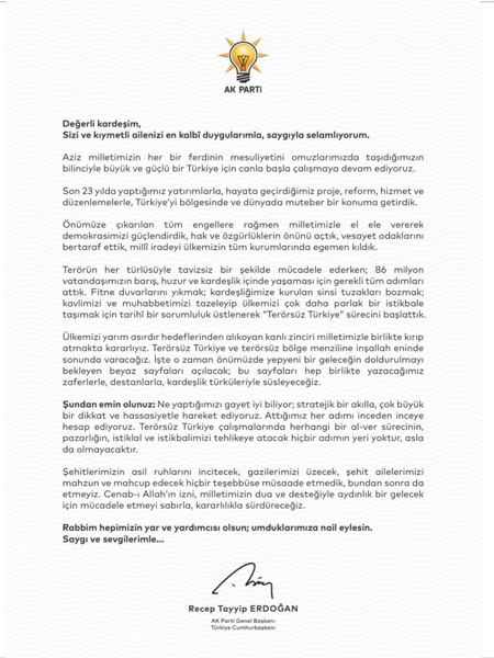 Veli Arslan — Cumhurbaşkanımız Sn. @rterdogan ; Terörsüz Türkiye çalışmalarında herhangi bir al-ver süre