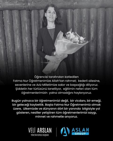 Veli Arslan — Başımız Sağ Olsun Öğrencisi tarafından katledilen Fatma Nur Öğretmenimize Allah’tan rahmet